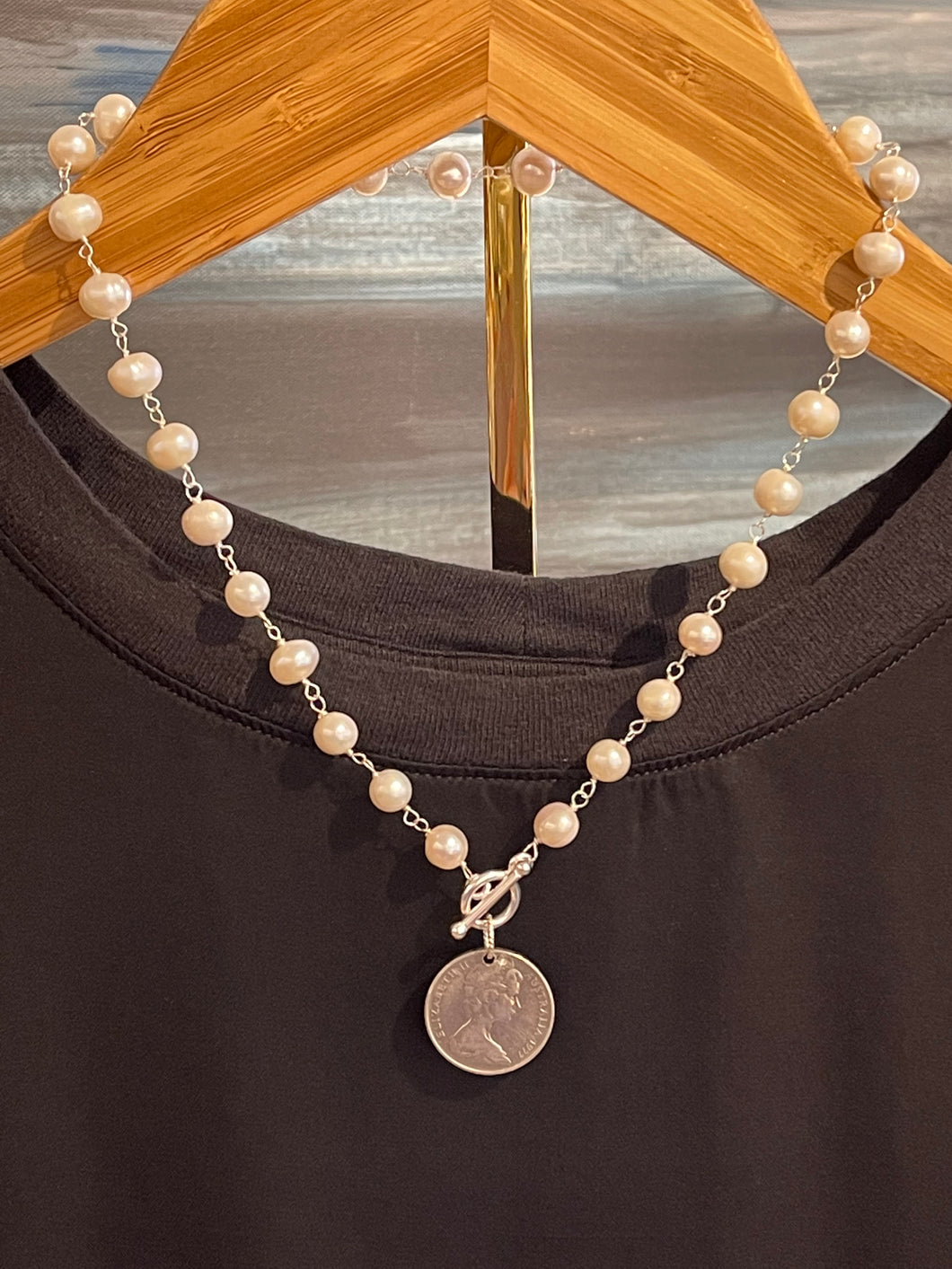 Missy Broeker Freshwater Pearl Necklace with Australian Coin