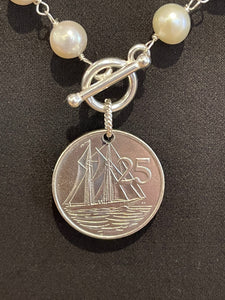 Missy Broeker Freshwater Pearl Necklace with Cayman Island Coin